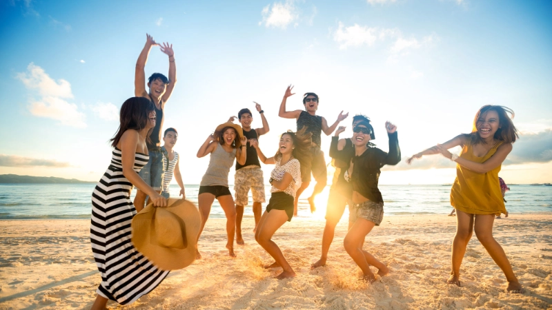 Happy people at the beach