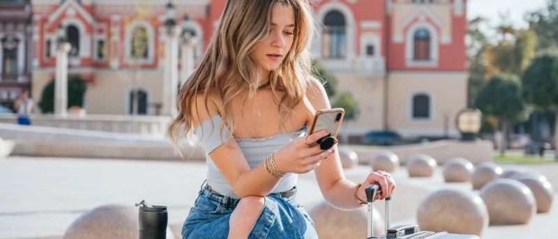 Tourist using phone